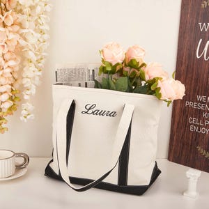 Custom Canvas Tote Bag,Name Tote Bag,Embroidered Canvas Tote Bag,Custom Canvas Tote with Name,Gift for Her,Personalized Gift