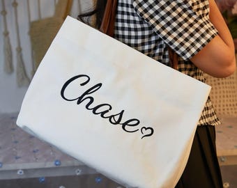 Embroidery Teacher Name Bag ,Personalized Teacher Cotton Canvas Tote Bag, Custom Teacher Appreciation Gift Bag, Teacher Life Tote