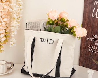 Personalized Canvas Tote Bag,Custom bridesmaid Name Tote Bag,Bridesmaid Gift,Embroidered with Initials Tote Bag,Personalized Gift