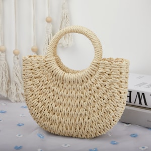 Handgemaakte strotas - handgemaakte strandtas - stro strandtas - boerenmarkttas - boodschappenmandtas - handtas - Valentijnsdagcadeau