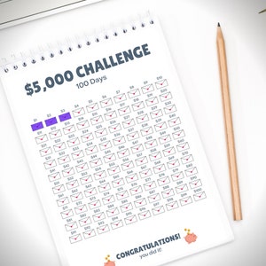 5K in 100 Days - 5,000 Savings Challenge Printable | 100 Envelopes ...