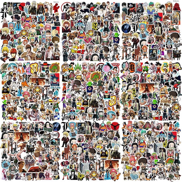 300Pcs Mixed with Classic Anime Theme Sticker Pack, Waterproof Stickers for Laptops, Skateboards and Notebooks, Stickers for Adults&Kids