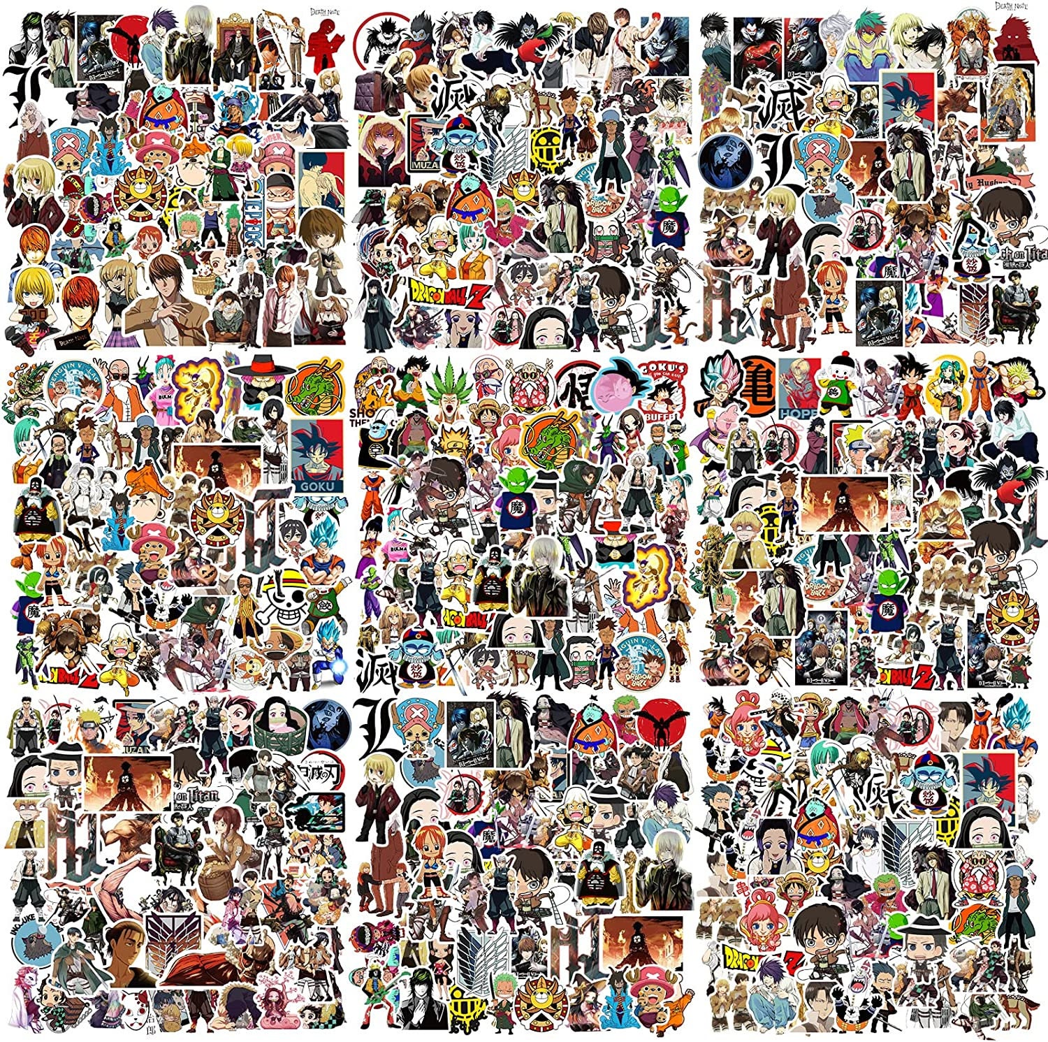 200 Pieces Anime Stickers Kawaii Cartoon Gift for Kids Teen Birthday Party  Vinyl Waterproof Stickers for Water Bottle,Hydro