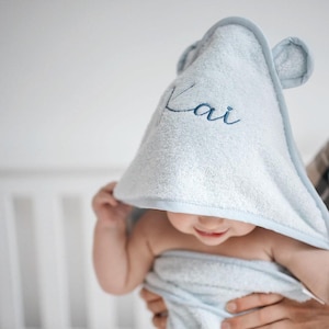 Ti TIN Asciugamano Da Bagno Per Bambini con Cappuccio 100% Cotone | Asciugamano Per Bambini con Cappuccio Morbido e Assorbente con Un Design a Stelle Azzurro, 100x100 cm