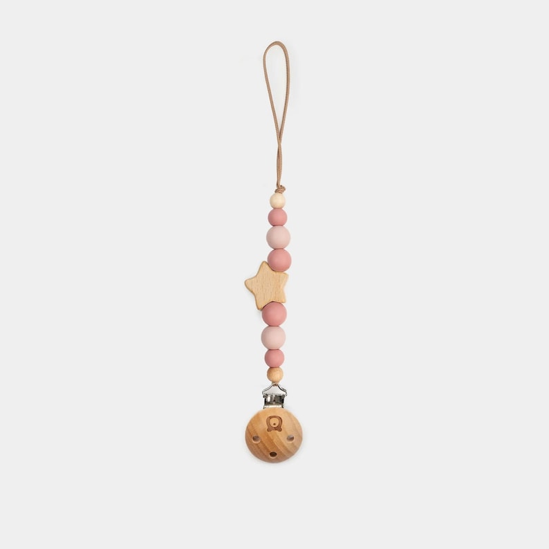 JBØRN STAR Pacifier Clip Personalisable Peony