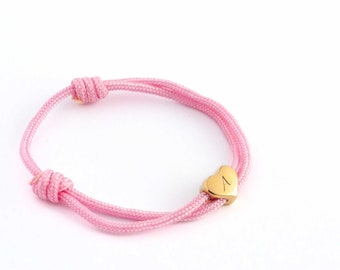 Bracciale JBørn in cordoncino di nylon con pendente a cuore | Personalizzazione opzionale - regalo