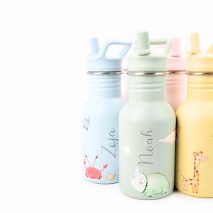 Customizable children&#39;s drinking bottle with straw 400ml | Customizable stainless steel bottle for children | Girls and boys