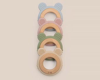 JBørn Wood & Silicone Bear Teether - Personalization - Baby Gift