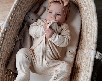 JBØRN Organic Cotton Ribbed Baby Sleep Suit