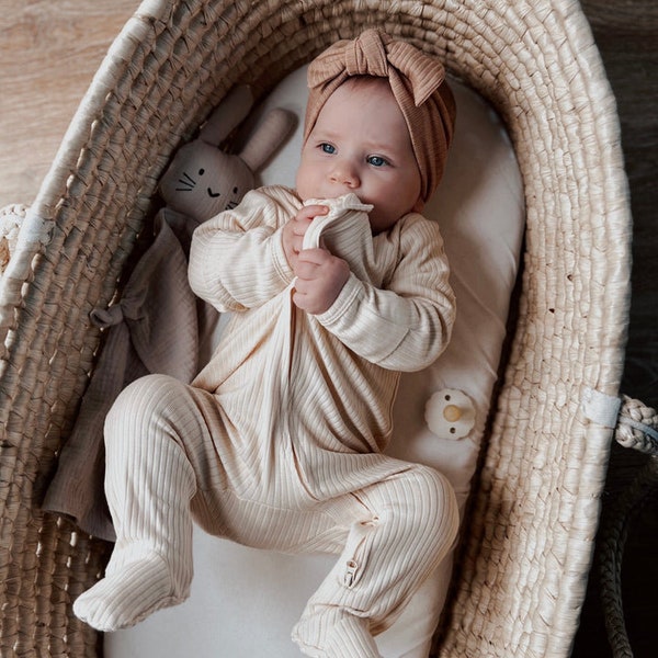 JBØRN Organic Cotton Ribbed Baby Sleep Suit