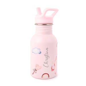 Leichte Kindertrinkflasche aus Edelstahl, personalisiert, BPA-frei, ideal für Kinder