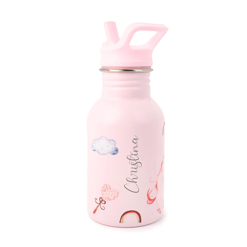 Leichte Kindertrinkflasche aus Edelstahl, personalisiert, BPA-frei, ideal für Kinder
