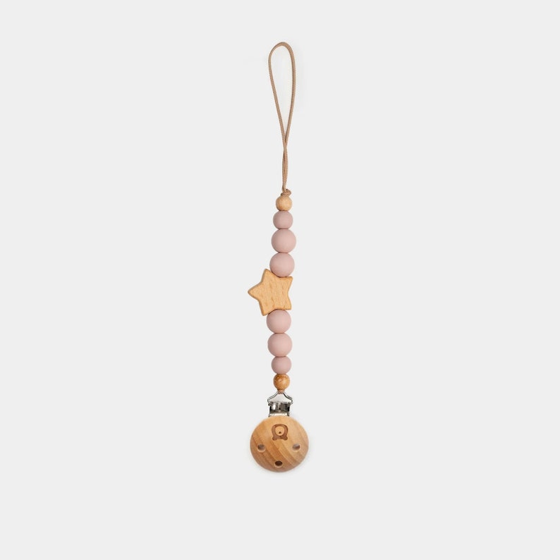 JBØRN STAR Pacifier Clip Personalisable Blush