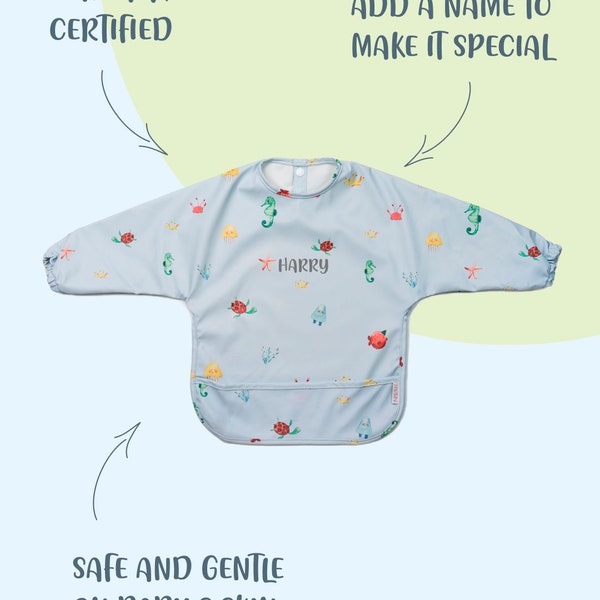 JBØRN Long Sleeve Baby Feeding Bib | Weaning Essentials | Personalisable