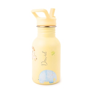 Handbemalte Edelstahl Trinkflasche mit Gravur für Kinder, einzigartiges Design für jedes Kind