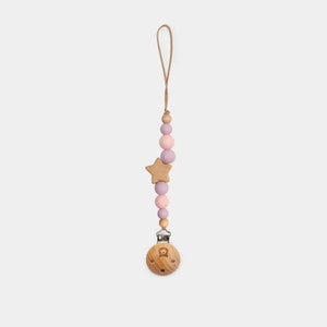 JBØRN STAR Pacifier Clip Personalisable Lilac & Pink