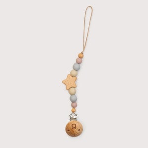 JBØRN STAR Pacifier Clip Personalisable Cotton Candy