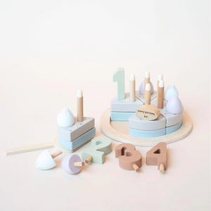 Customizable wooden toy birthday cake for toddlers | Creative educational toy for birthdays as a gift for children
