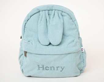 Personalised Toddler Backpack, Bunny Rucksack with Name, Soft Plush Bag, Nursery Bag for Kids,  JBORN