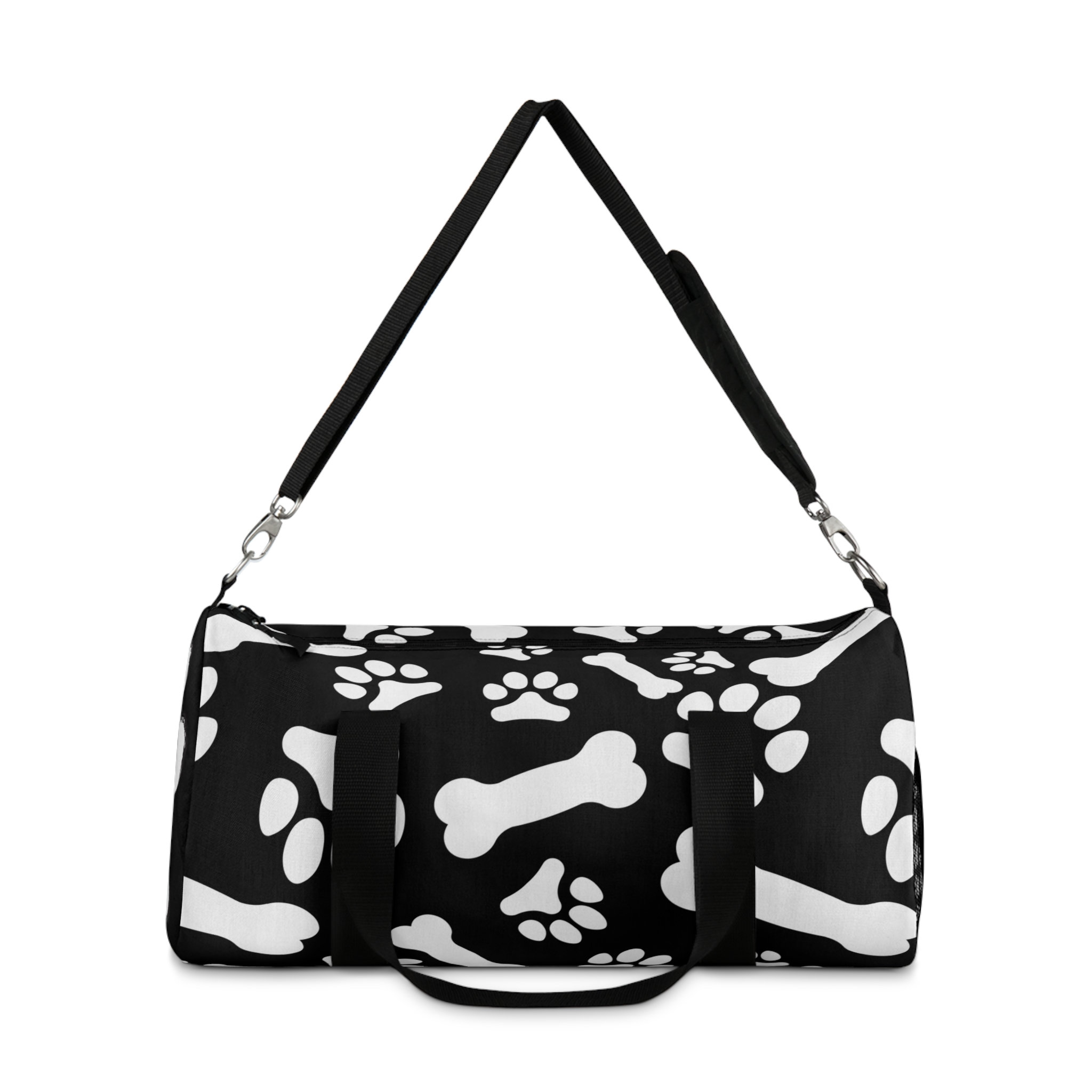 Sac polochon personnalisé, sac de nom de voyage personnalisé, sac empreinte de patte, cadeau pour les amoureux des chiens, sac de nom, valise personnalisée, sac brodé