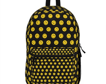 Black Smiley Face Backpack - Durable, Lightweight, and  display picture 3
