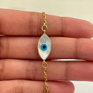 18K Solid Yellow Gold Bransoletka Evil Eye, Minimalistyczna, Ręcznie robiona, Bransoletka na szczęście, Delikatna, Złota Bransoletka, Prezent dla Niej, Mamy, Turecka Biżuteria