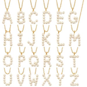 Dije de inicial de oro macizo de 18 quilates / Dije de letra de oro amarillo / Dije de alfabeto personalizado de oro con perla / Regalo de joyería de oro real / Hecho a mano.