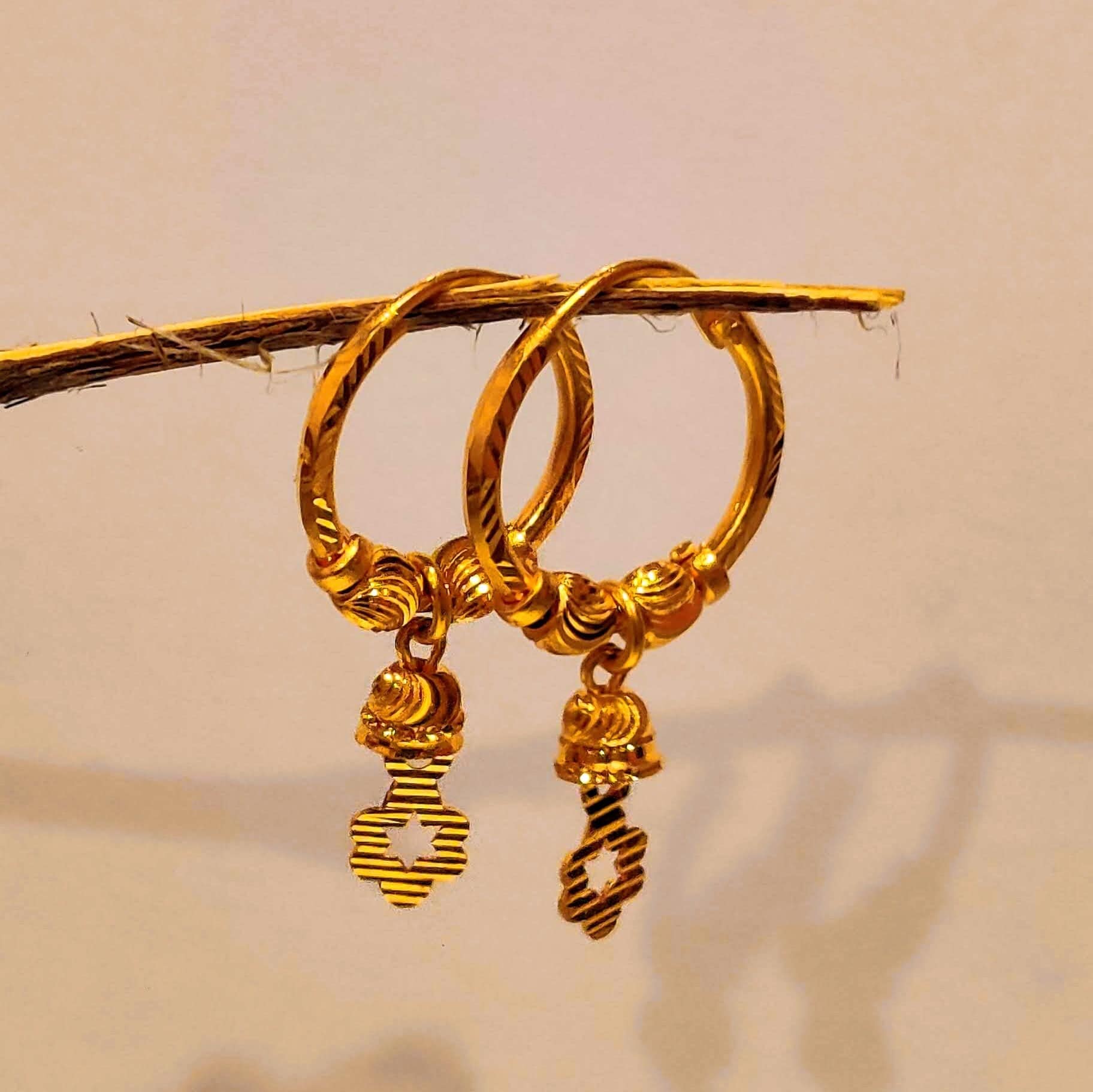 22K Yellow Real Gold Hoops & Earrings, Minimalist, Dainty, Gift for Her, Handmade, Hoop Earrings