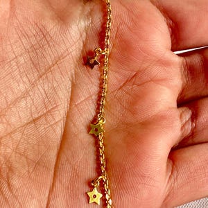 Dainty 18k Gold Bracelet | Real Gold Chain Charm Bracelet for Women | Adjustable Yellow Gold Jewelry | Handmade Gift for Her | Lightweight.