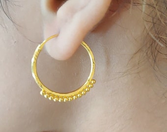 22K Yellow Real Gold Big Hoops & Earrings, Minimalist, Dainty, Gift For Her, Handmade, Hoops , Ballies, Light Weight, Huggie Earrings