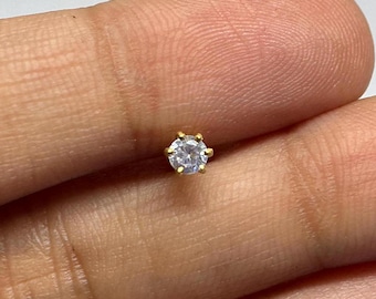22k Yellow Gold Nose Stud, Real Gold Nose Push Back, Screw Nose Stud, Tiny Nose Stud, Dainty, Minimalist, CZ Stud, Gift for Her, For Mom
