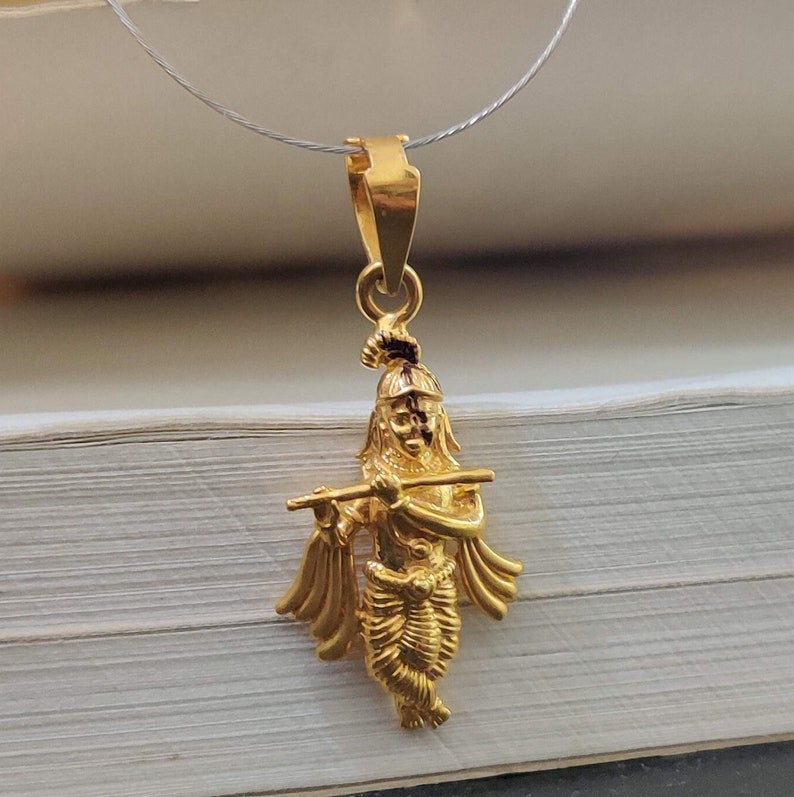 22K 916 Yellow Real Gold Krishna Pendant Hinduism Etsy