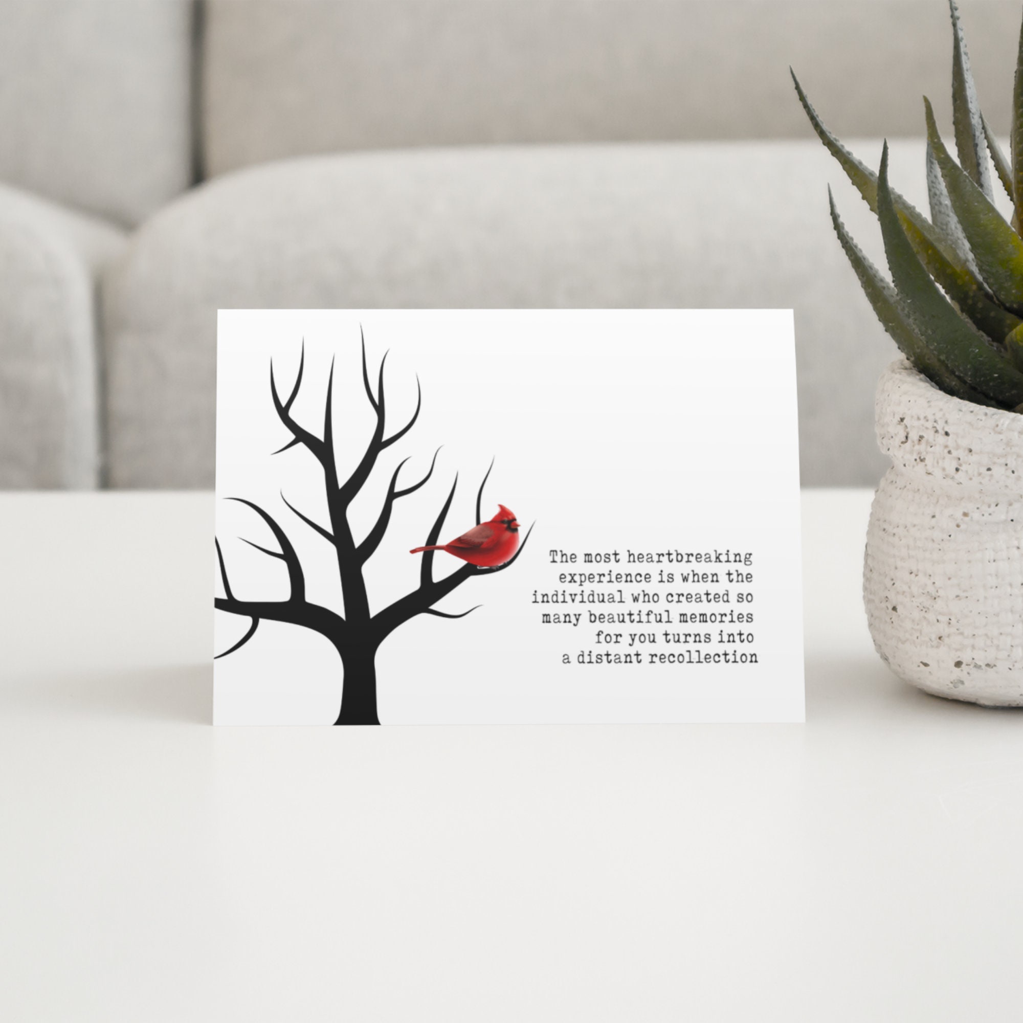 Cardinal Bird Sympathy Card, Bereavement Card, Condolence Card, With