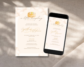 Little Dumpling Baby Shower Invitation, Editable Dim Sum Baby Bao Shower Invite, Editable Canva Instant Download, Printable Template, Mobile