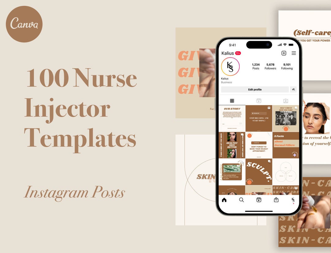 100 Nurse Injector Instagram Templates for Canva, Botox & Filler ...