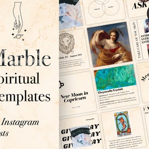 30 Spiritual Instagram Templates for Canva, Editable Social Media Posts and Stories, Astrology, Zodiac, Tarot, Energy Healing, Crystals