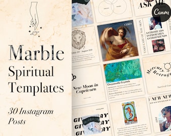30 Spiritual Instagram Templates for Canva, Editable Social Media Posts and Stories, Astrology, Zodiac, Tarot, Energy Healing, Crystals