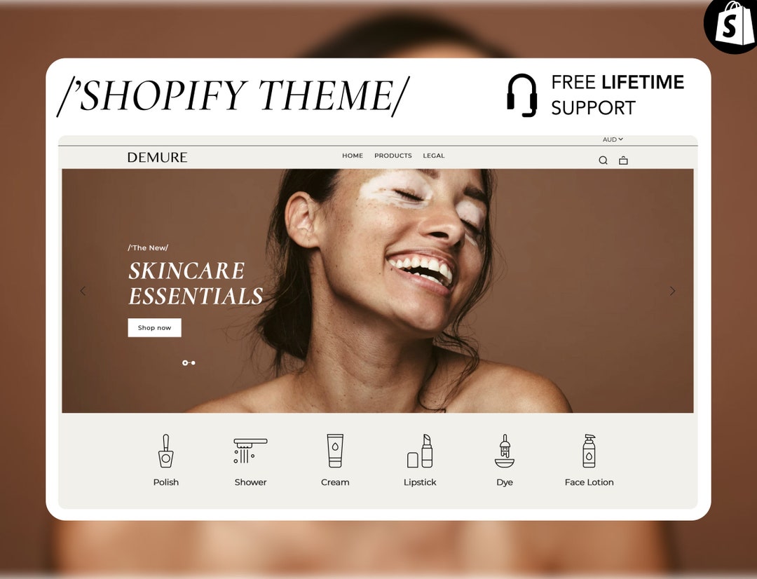 Shopify Theme for Skincare Brand Demure, Skincare Ecommerce Branding, Shopify 2.0 Theme Website 