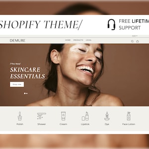 Shopify Theme for Skincare Brand Demure, Skincare Ecommerce Branding, Shopify 2.0 Theme Website, Feminine Elegant Luxury Website Template