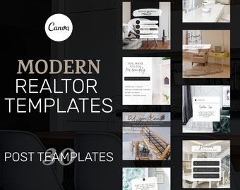 30 Real Estate Instagram Post Templates for Canva, Real Estate Marketing, Realtor Social Media Template, Instagram Feed And Stories Template