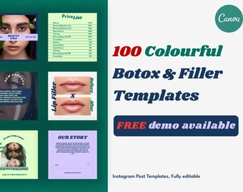 100 Botox and Filler Instagram Templates for Canva, Nurse Injector Templates, Skincare Social Media Template, Editable Beauty Templates