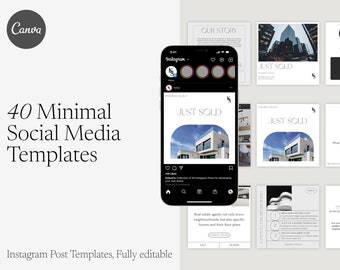 40 Real Estate Social Media Instagram Templates for Canva, Real Estate Marketing, Realtor Instagram Feed Posts and Stories, Realtor Branding