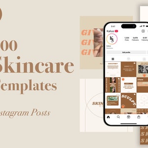100 plantillas de Instagram para el cuidado de la piel para Canva, plantillas de Instagram para esteticistas, Canva editable, participación en el feed de Instagram, marca para el cuidado de la piel