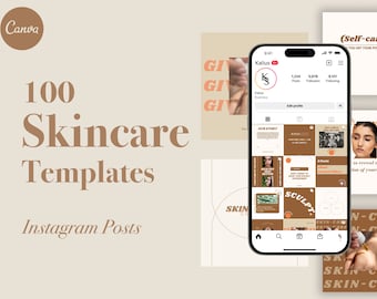 100 Skincare Instagram Templates for Canva, Esthetician Instagram Templates, Canva Editable, Instagram Feed Engagement, Skincare Branding
