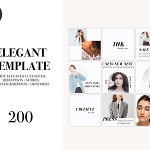 Elegant Canva Templates, Fashion Aesthetic Instagram Templates, Luxe Social media templates Canva, Post and Stories Instagram Template