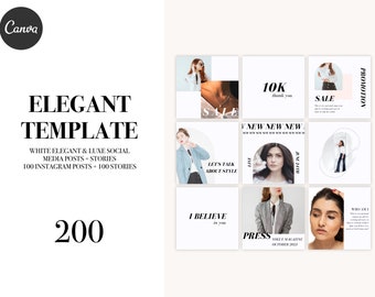 Elegant Canva Templates, Fashion Aesthetic Instagram Templates, Luxe Social media templates Canva, Post and Stories Instagram Template