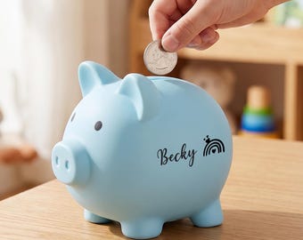 Personalized Piggy Bank, Kids Coin Bank, Piggy Bank with Name, Piggy Bank for Kids, Piggy Bank for Girls, Name Money Box, Baby Shower Gift