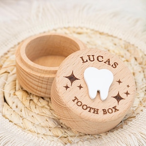 Caja de madera personalizada para el Hada de los Dientes, con nombre personalizado, para guardar monedas, para guardar dientes de niño y niña, regalo de cumpleaños para niños y baby shower.