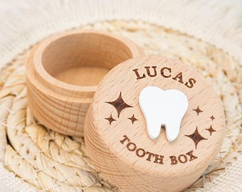 Custom Name Tooth Fairy Box,Personalized Wooden Tooth Fairy Coin Box,Boy Girl Tooth Box Keepsake,Kids Birthday Gifts,Baby Shower Gift