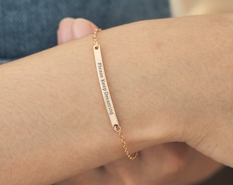 Bracelet personnalisé de barre de nom de mini, cadeau de bracelet pour elle, cadeau de meilleur ami, cadeaux de demoiselle d’honneur, cadeau de sœurs, cadeau de demoiselles d’honneur, cadeau de petite amie